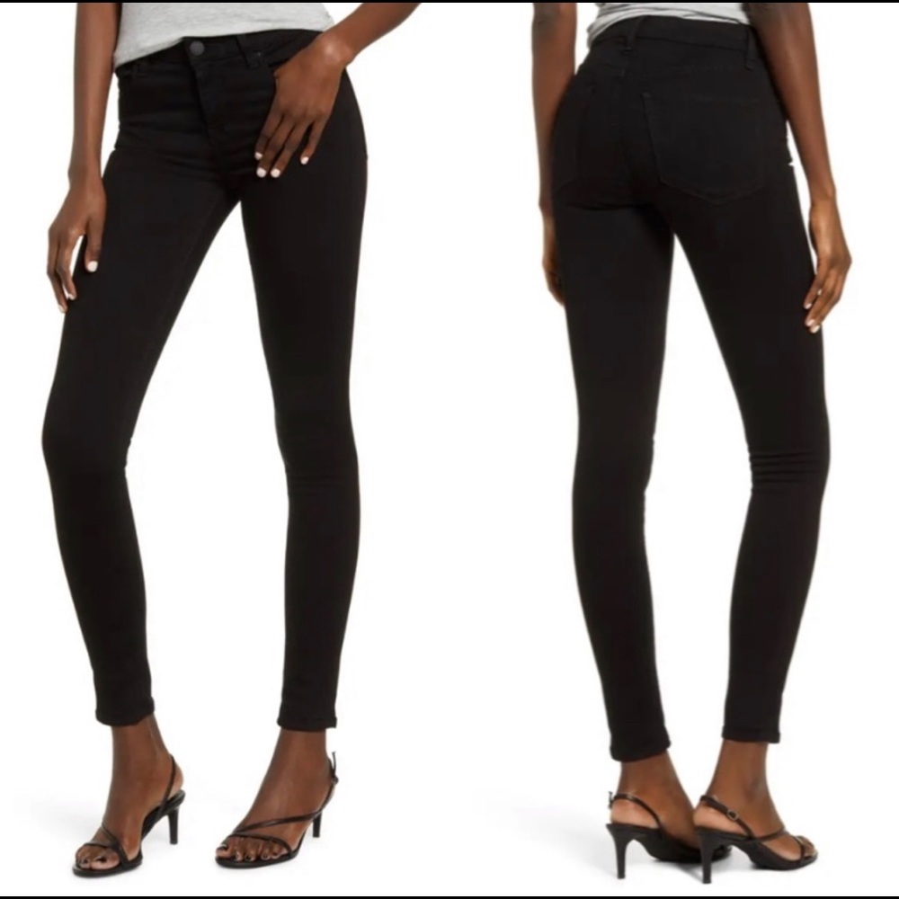 Hudson Krista Super Skinny Black Raw Hem Jeans